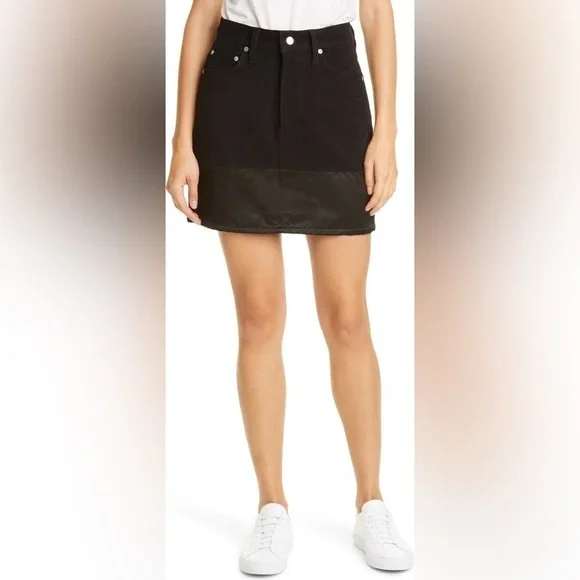 HELMUT LANG Black Femme Utility Moleskin Tuxedo Mini Skirt size 27 NWT - Picture 11 of 15